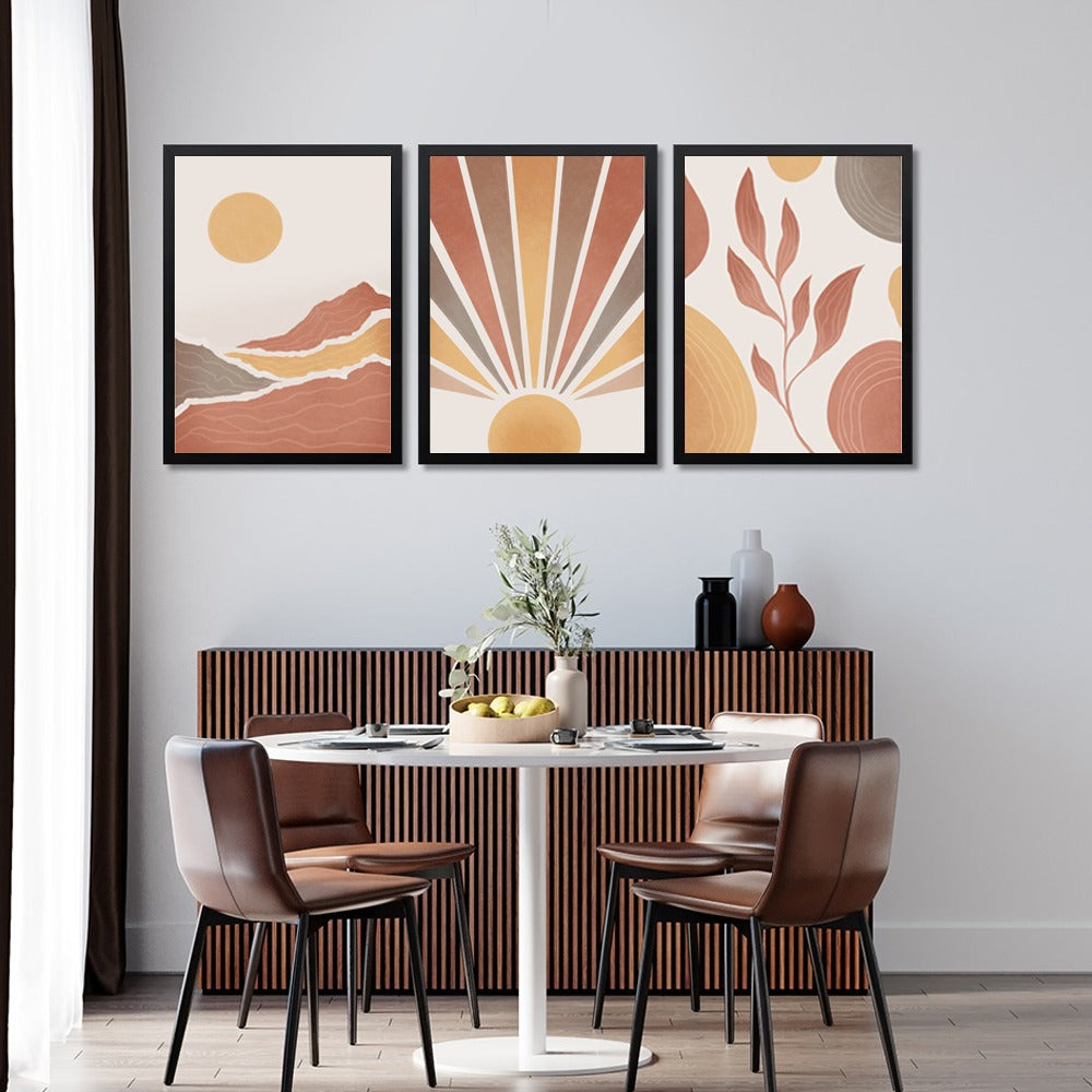 Boho‑Sunset Trio – Earthy Minimalist Wall Art Set