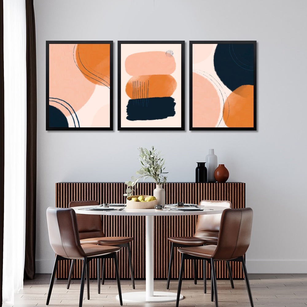Modern Pastel‑Peach Tri‑Panel Art Set – Elegant Minimalist Wall Décor