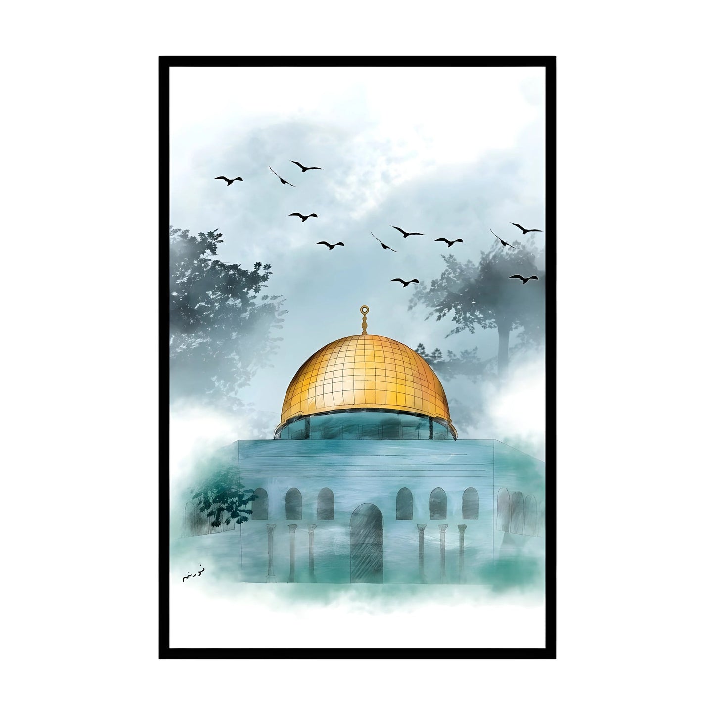 Modern Sacred Trilogy – Minimal Black & Gold Islamic Art Prints