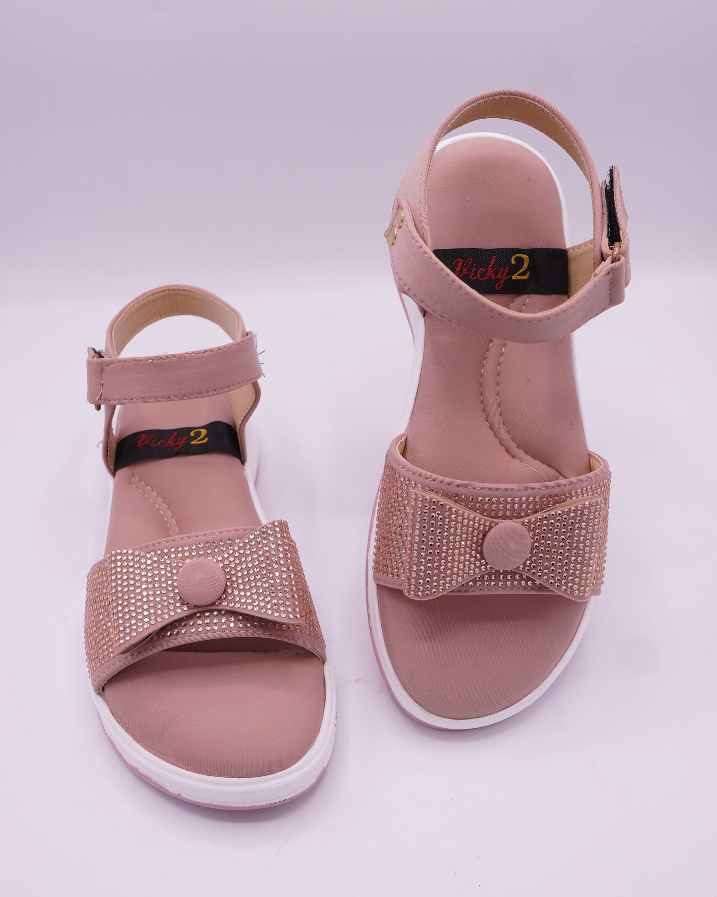 Crystal-Embellished Elegant Mauve Wedge Sandals