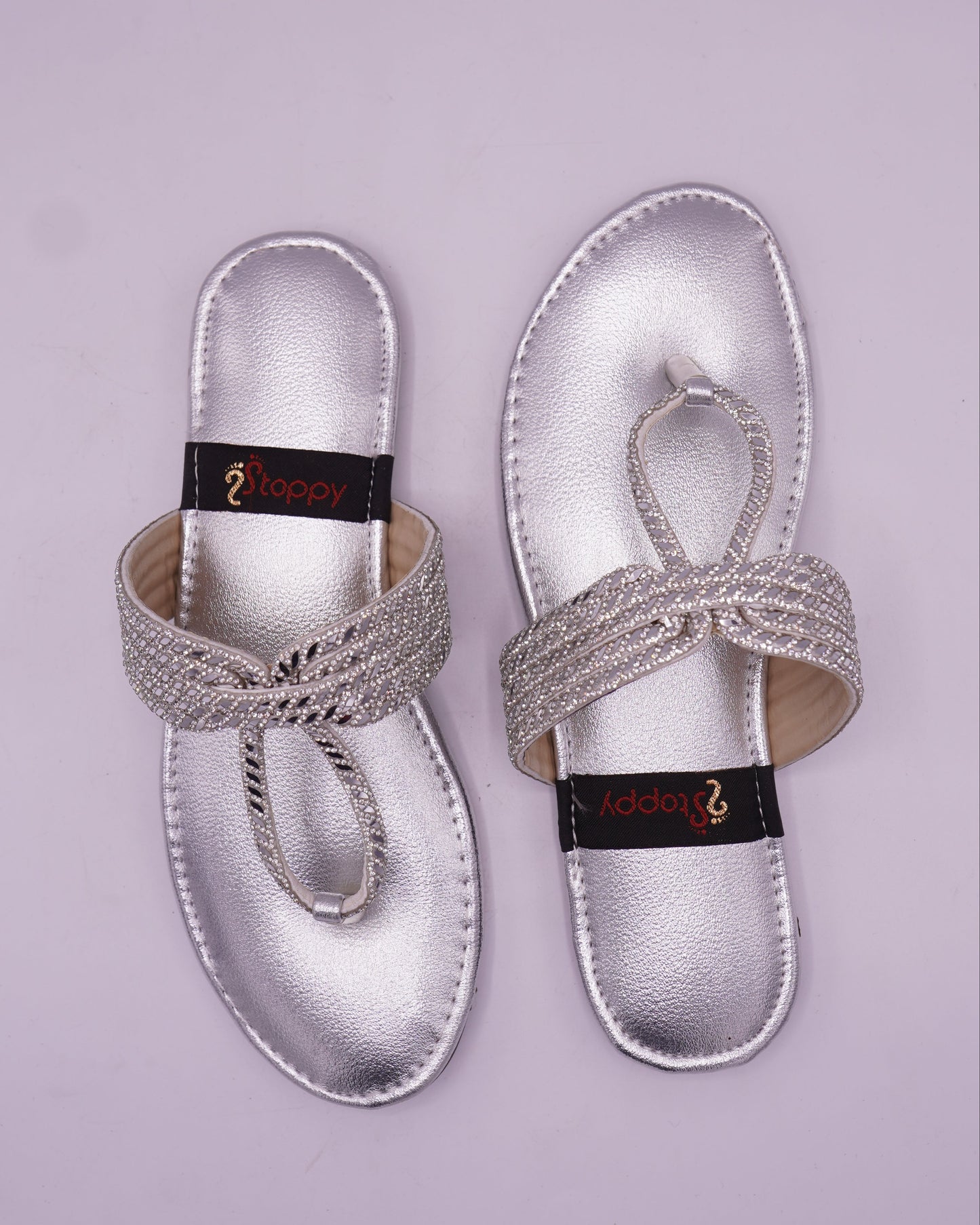 Elegant Silver Embellished Flat Sandals