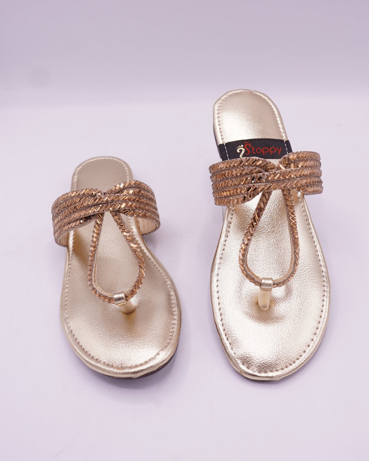 Radiant Rose-Gold Embellished Flats