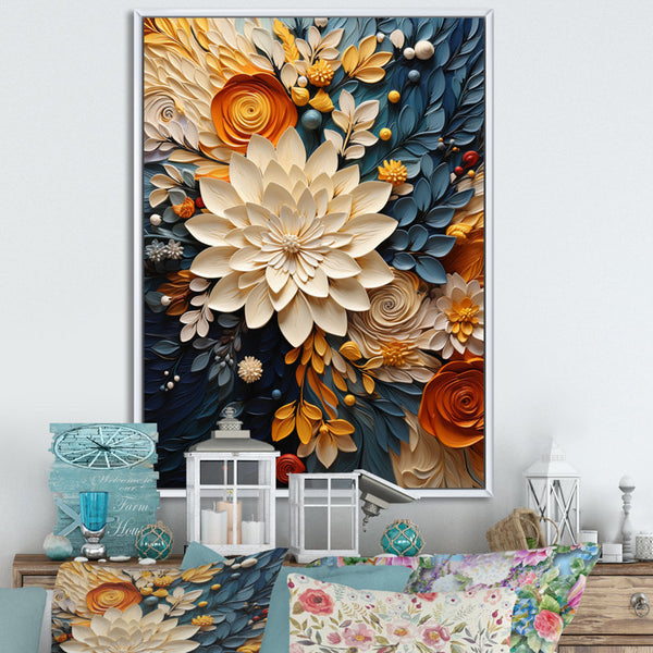 Botanical Whirlwind IV – Orange & Teal Art Print