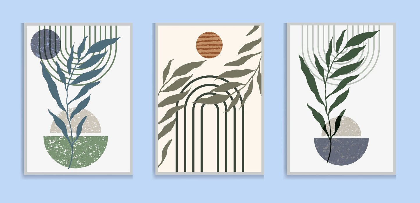 Nature's Harmony: Minimalist Botanical Trio