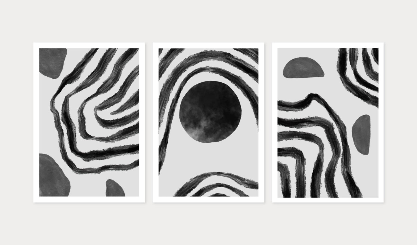 Monochrome Harmony: Abstract Trio