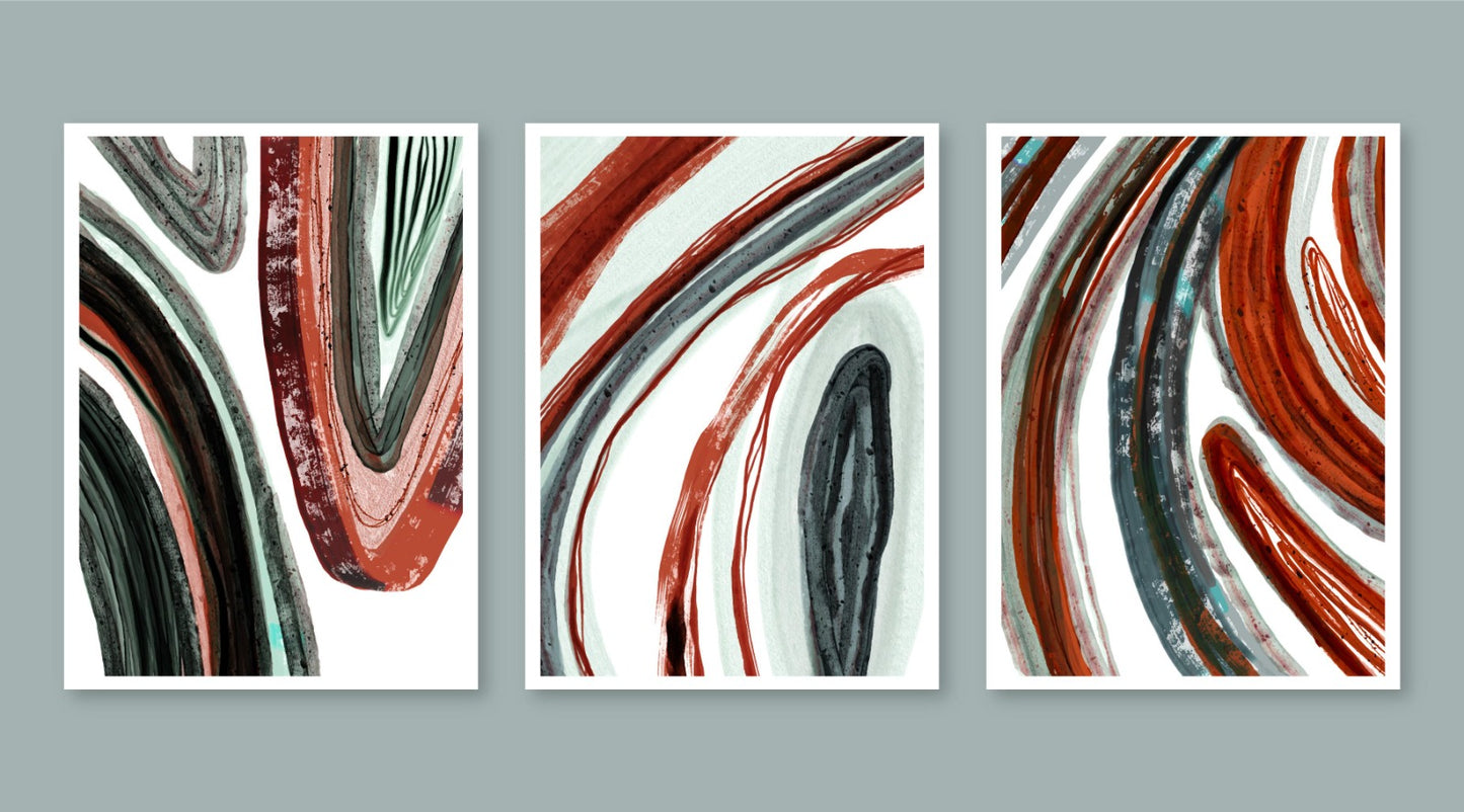 Modern Swirls Trio - Abstract Art Delight