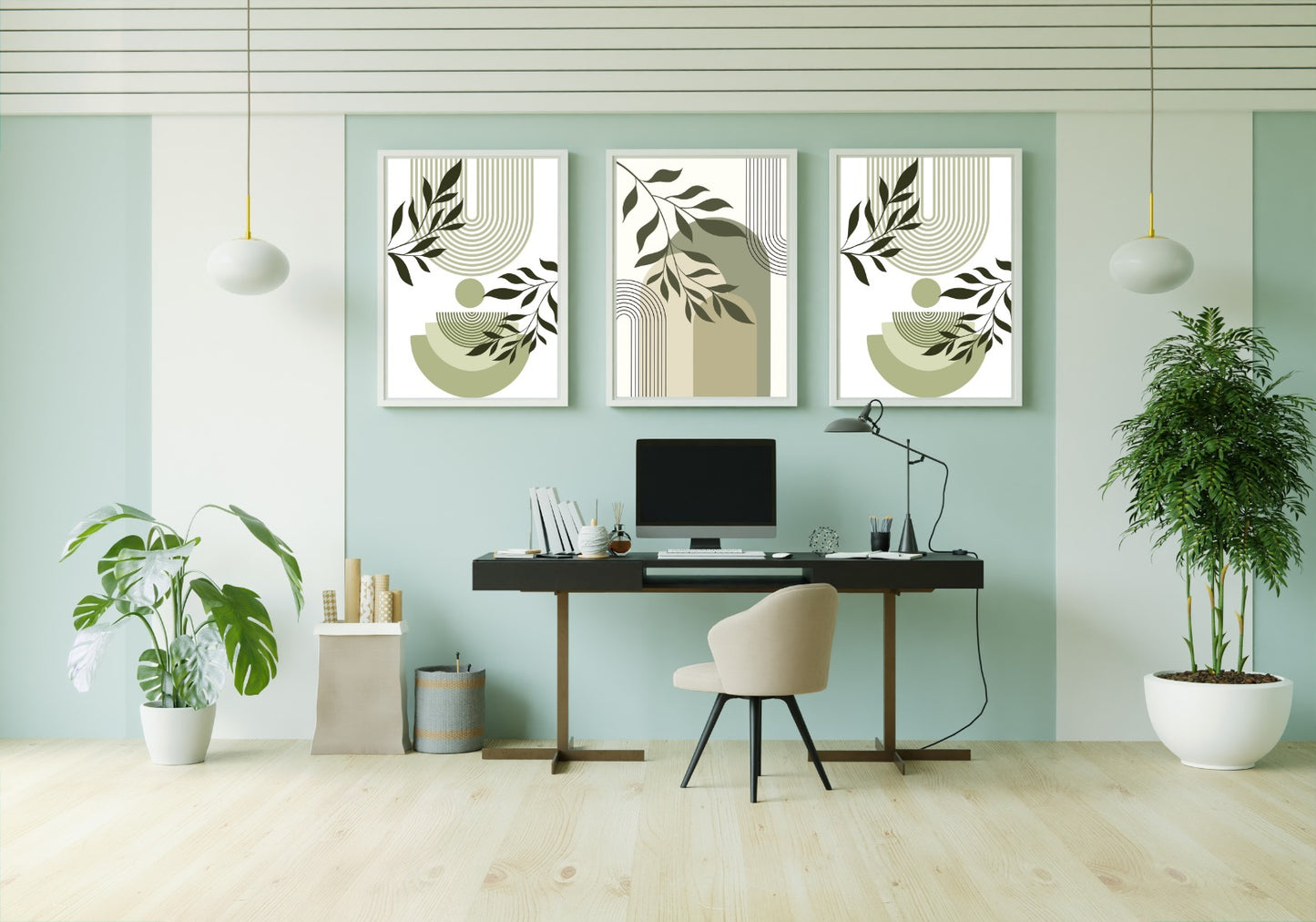 Pastel‑Green Minimalist Home Office Set – Serene & Stylish