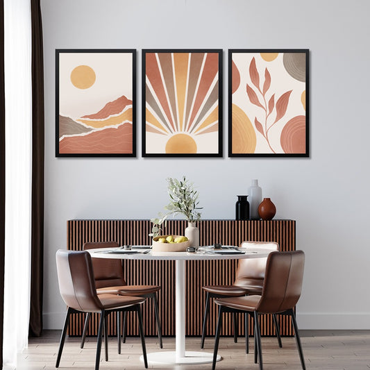 Boho‑Sunset Trio – Earthy Minimalist Wall Art Set