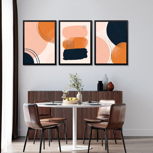 Modern Pastel‑Peach Tri‑Panel Art Set – Elegant Minimalist Wall Décor
