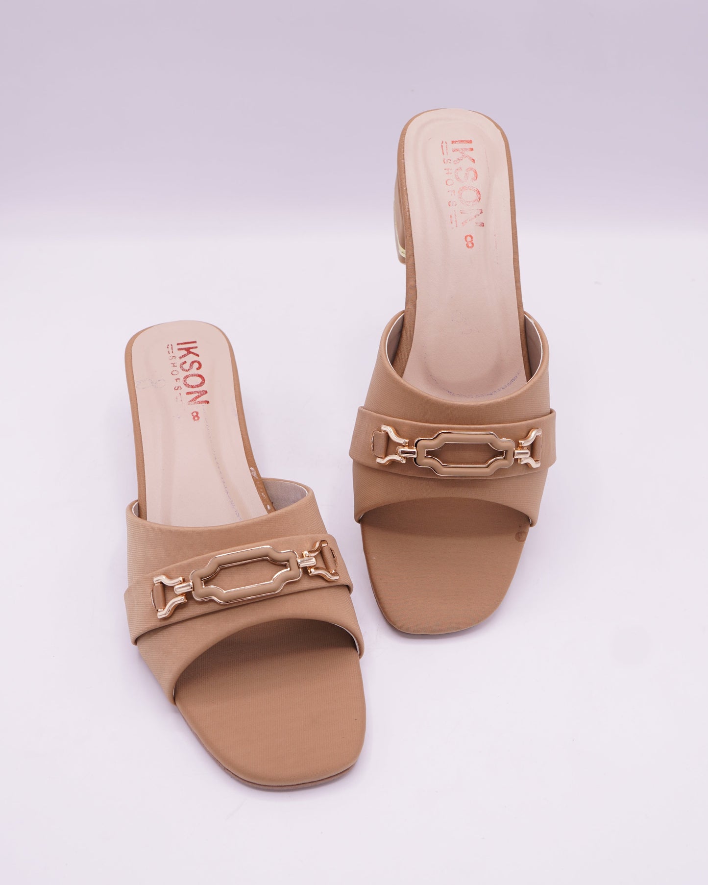 Accent Block Heel Slides – Toffee Brown