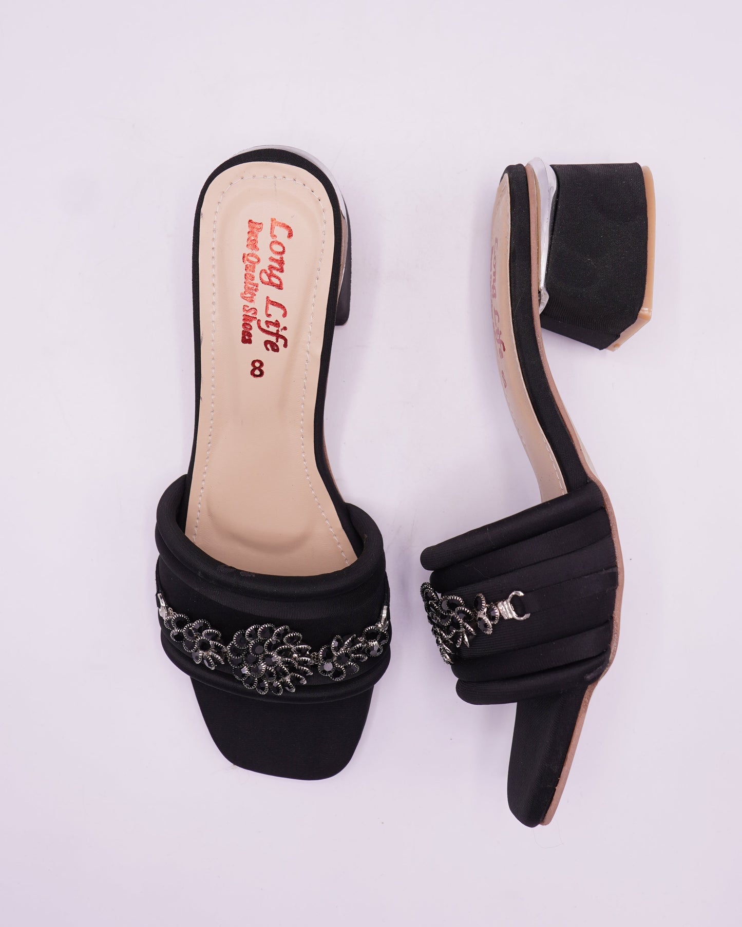 Elegant Embellished Block Heel Sandals