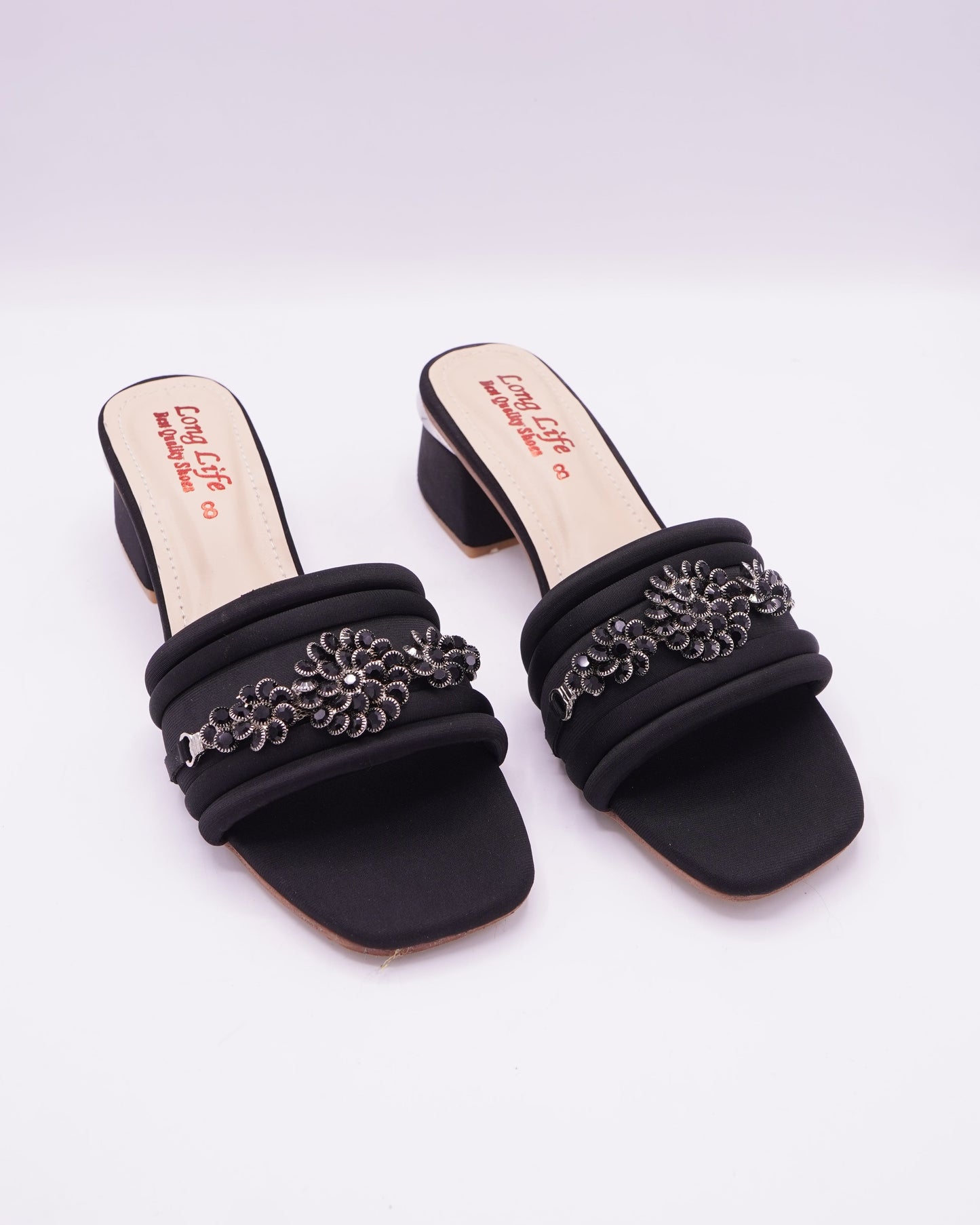 Elegant Embellished Block Heel Sandals