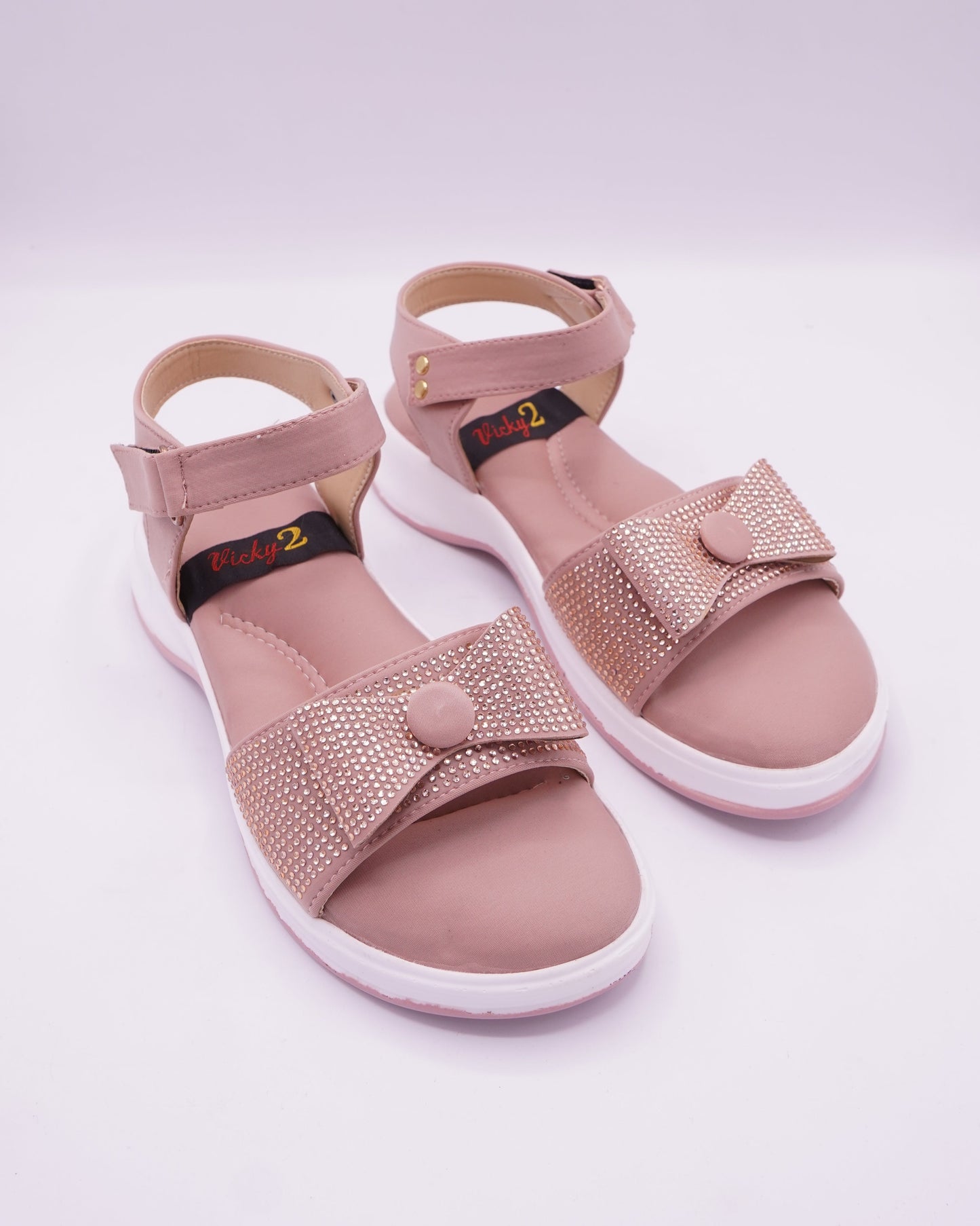 Crystal-Embellished Elegant Mauve Wedge Sandals