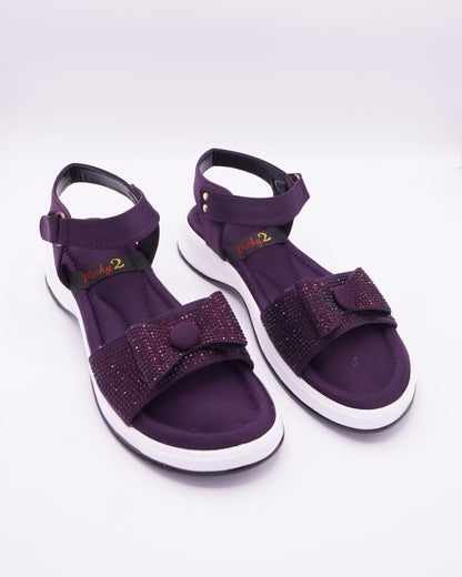 Crystal-Embellished Chic Purple Wedge Sandals