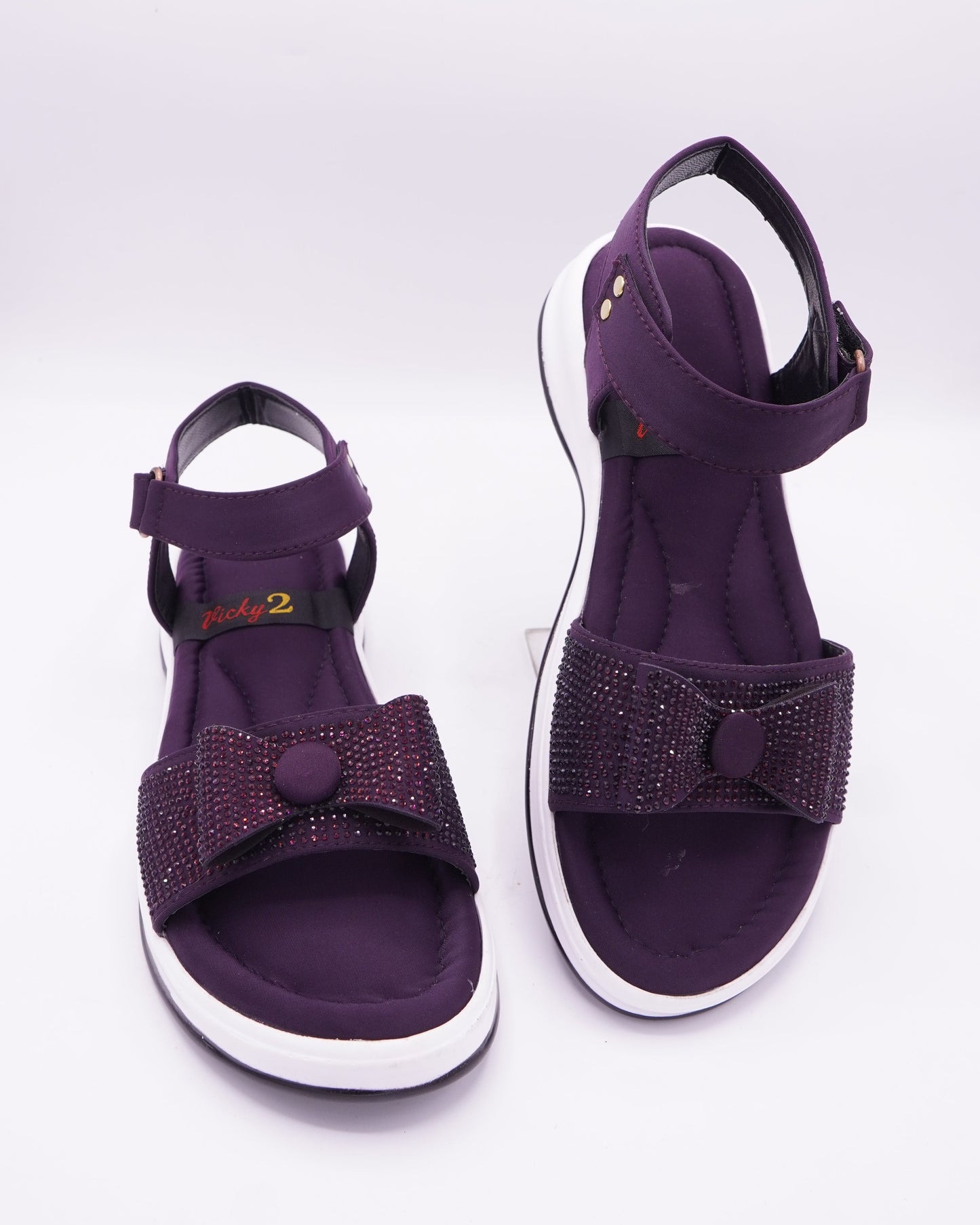 Crystal-Embellished Chic Purple Wedge Sandals