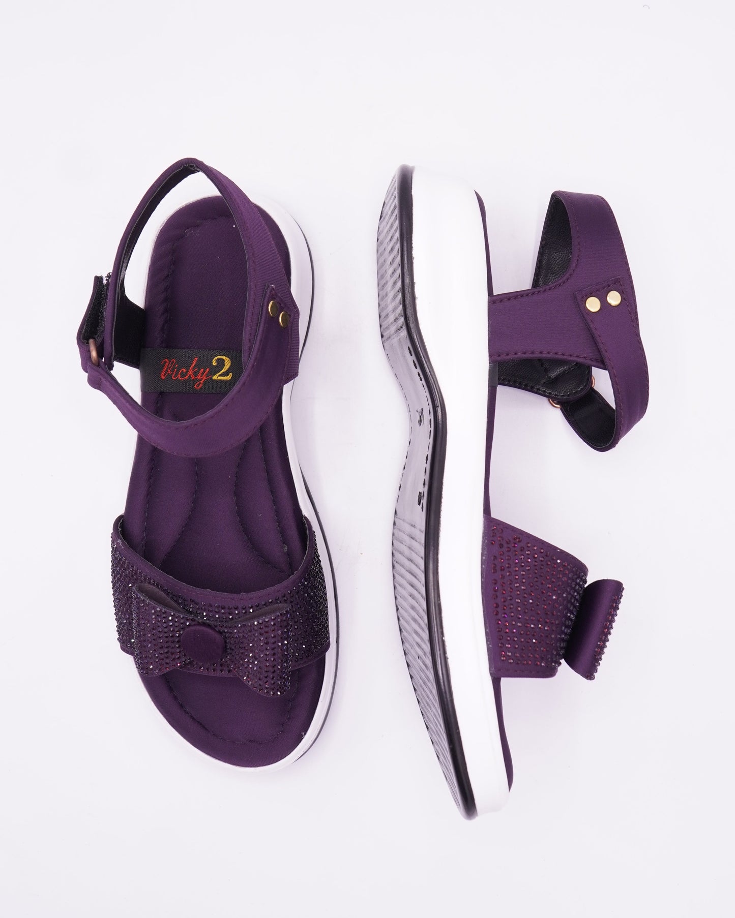 Crystal-Embellished Chic Purple Wedge Sandals