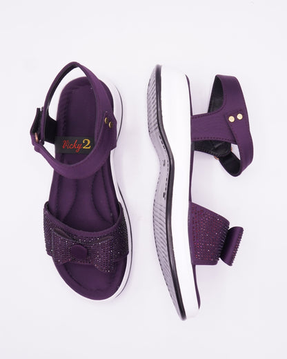 Crystal-Embellished Chic Purple Wedge Sandals