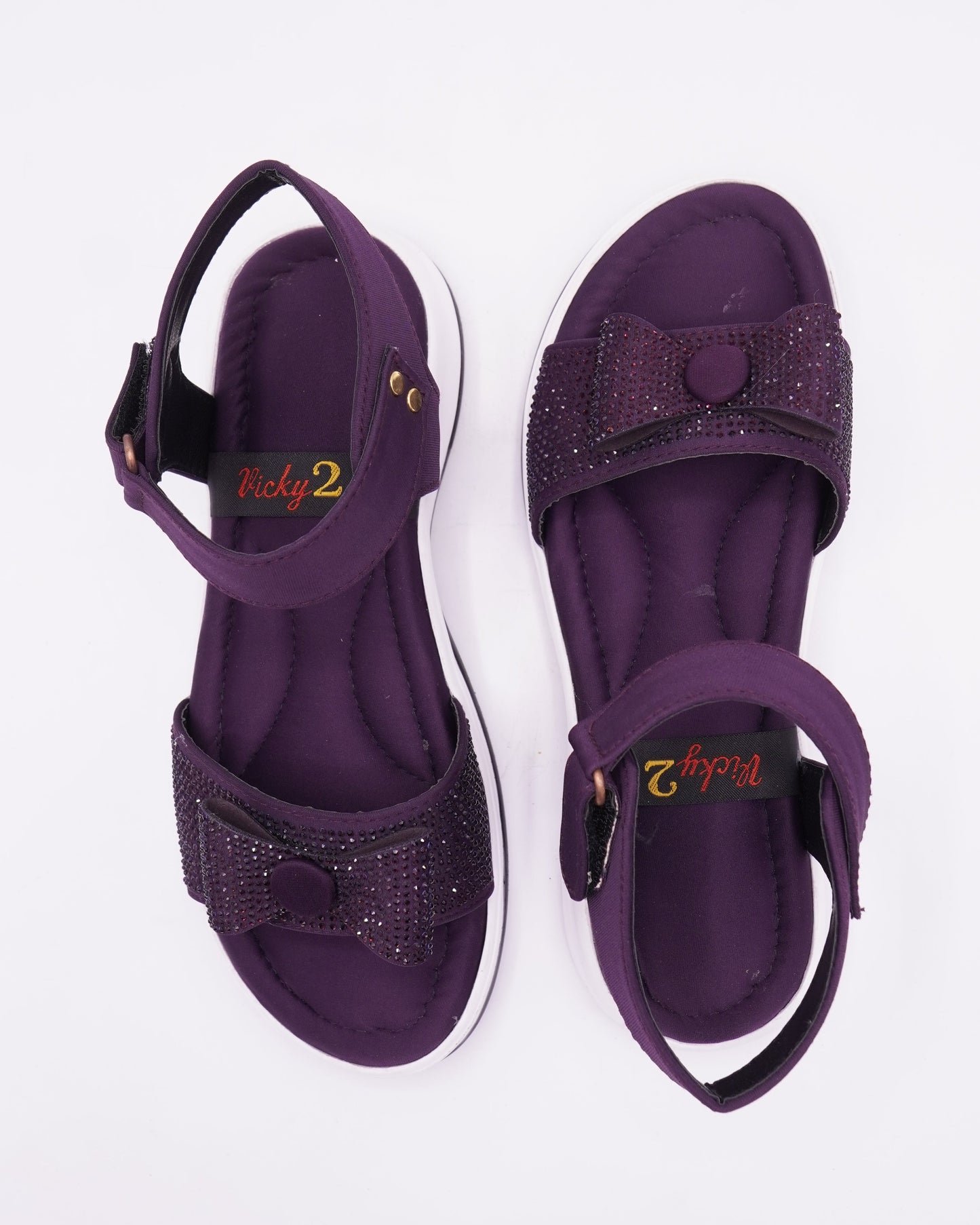 Crystal-Embellished Chic Purple Wedge Sandals