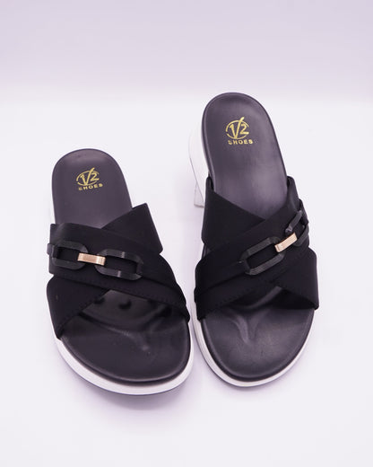Classic Black Criss-Cross Slides