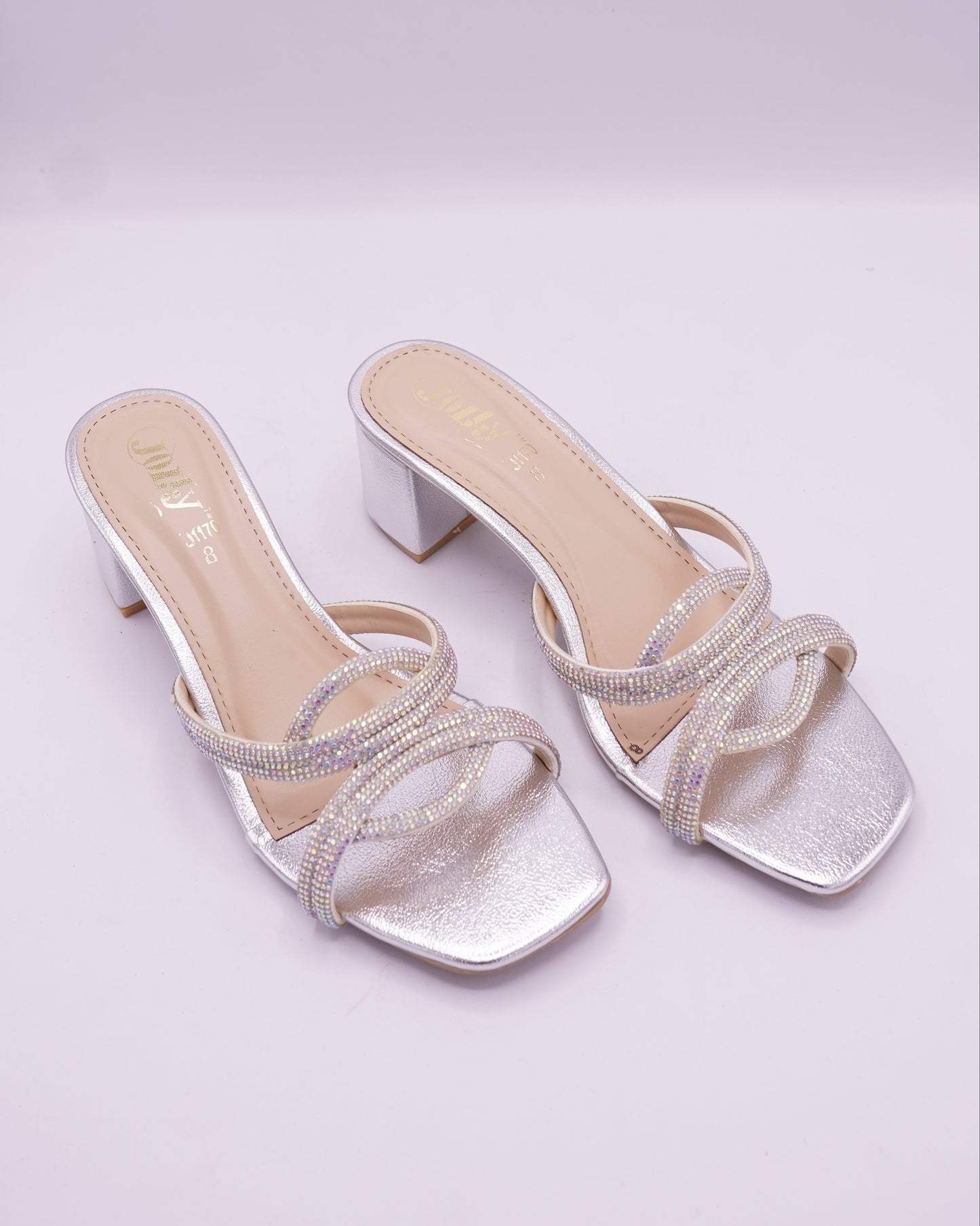 Radiant Shimmer Strappy Block Heels