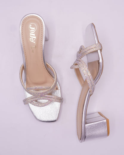 Radiant Shimmer Strappy Block Heels