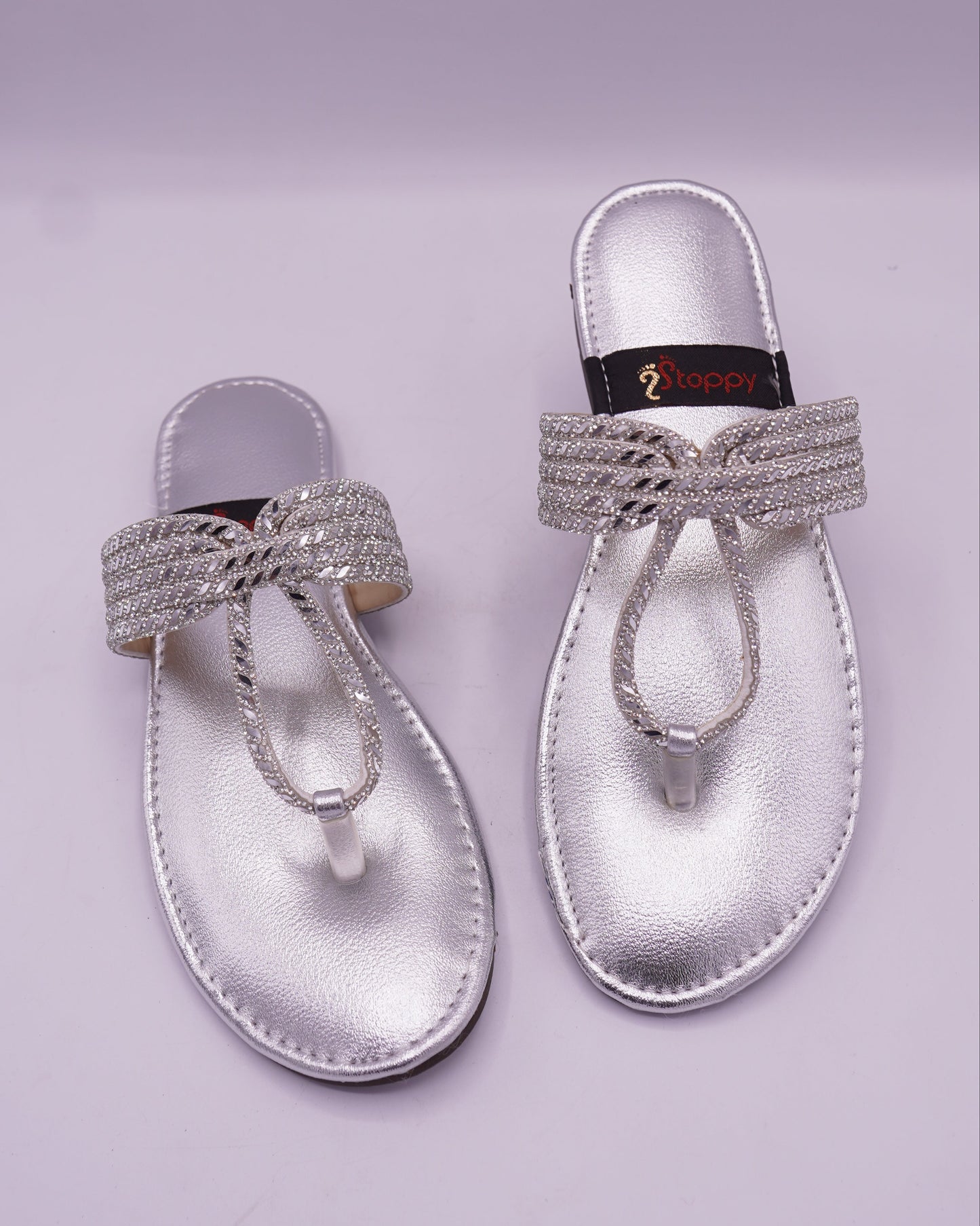 Elegant Silver Embellished Flat Sandals