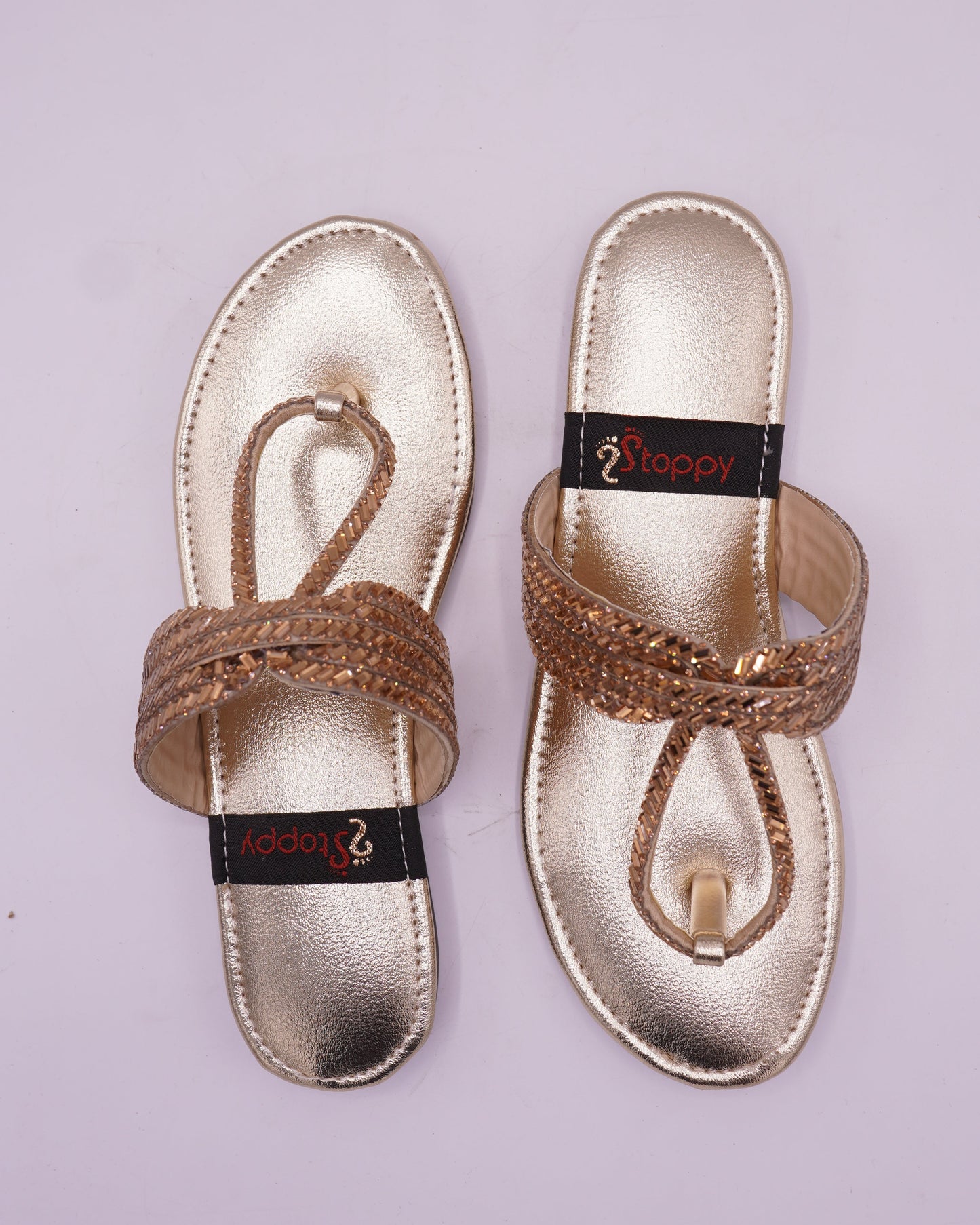 Radiant Rose-Gold Embellished Flats