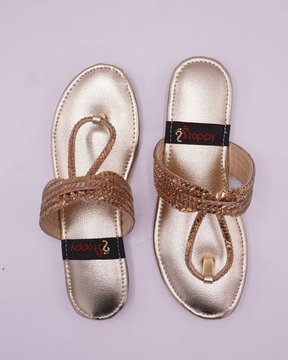 Radiant Rose-Gold Embellished Flats