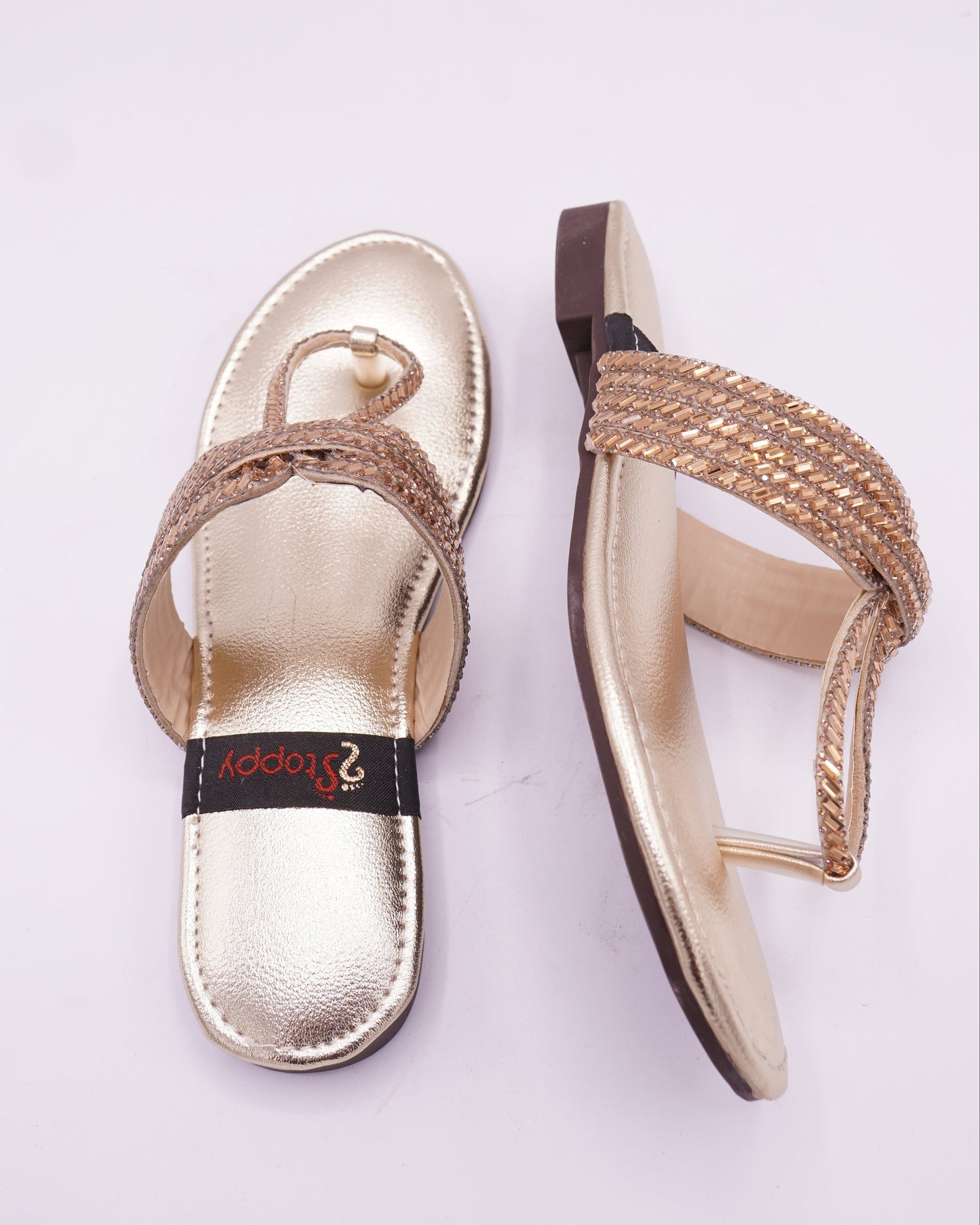 Radiant Rose-Gold Embellished Flats