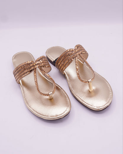 Radiant Rose-Gold Embellished Flats