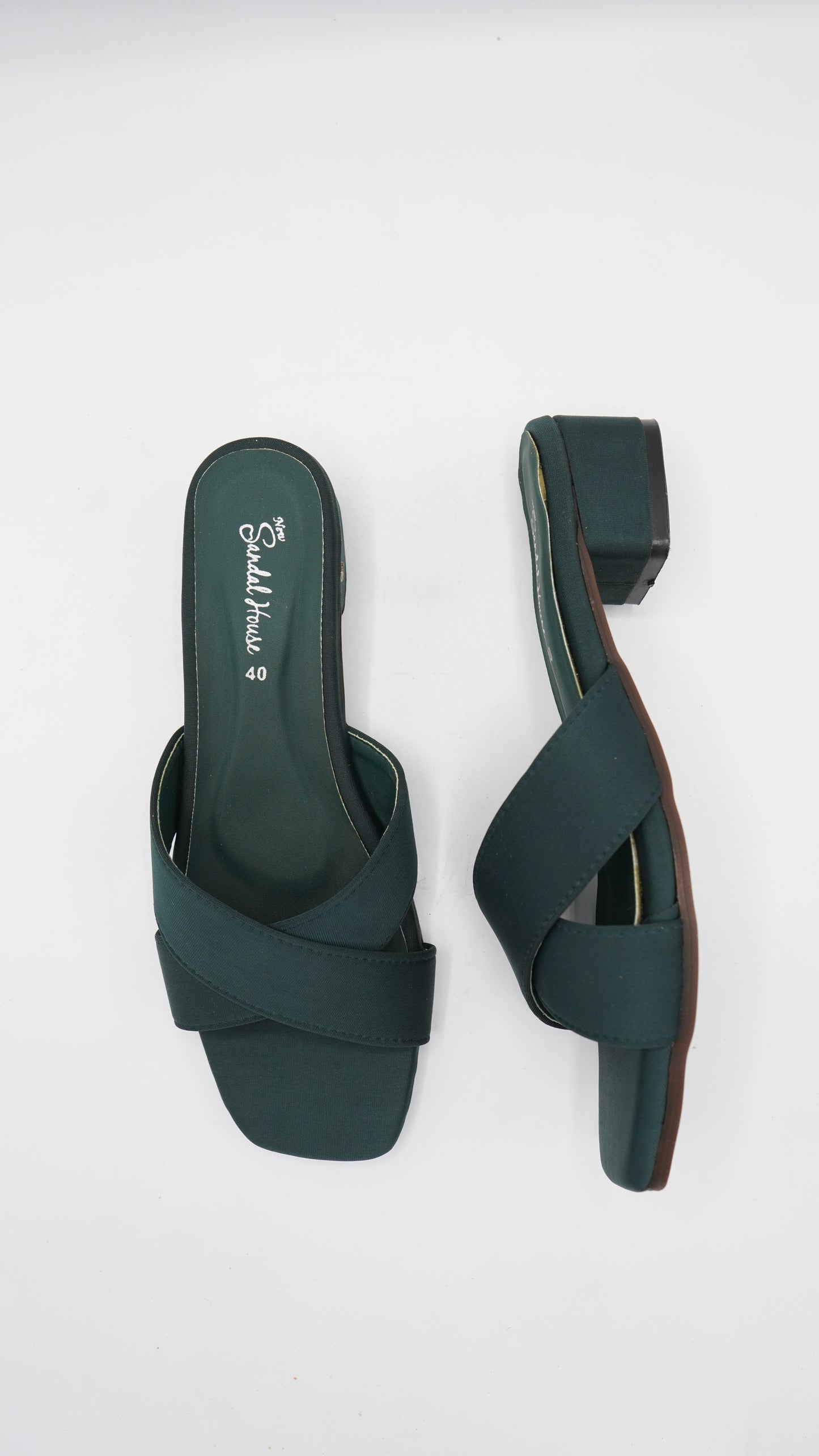 Elegant Emerald Criss-Cross Block Heels