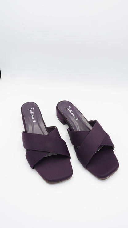 Elegant Plum Criss-Cross Block Heels