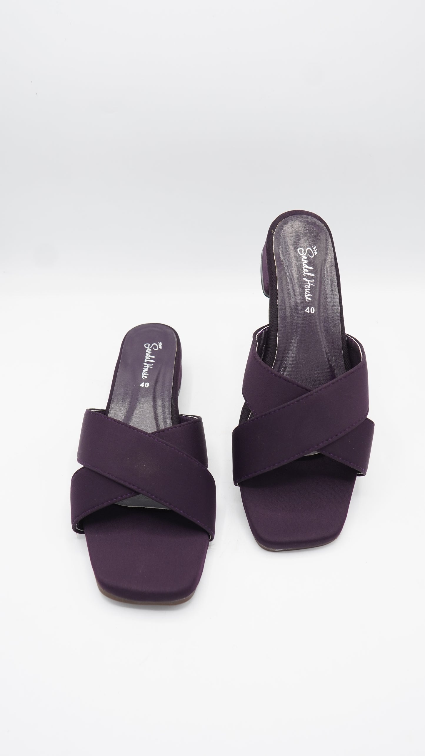 Elegant Plum Criss-Cross Block Heels