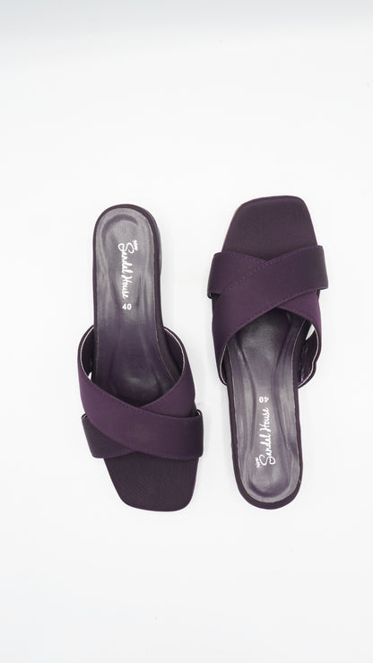Elegant Plum Criss-Cross Block Heels