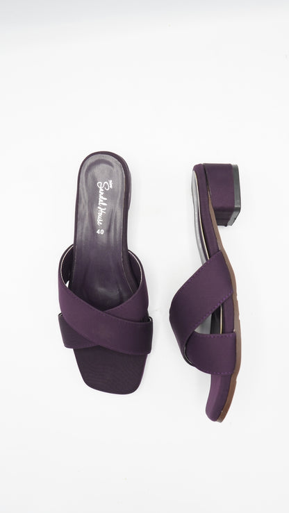 Elegant Plum Criss-Cross Block Heels