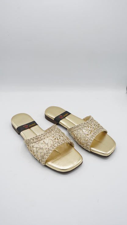 Radiant Gold Braided Slides
