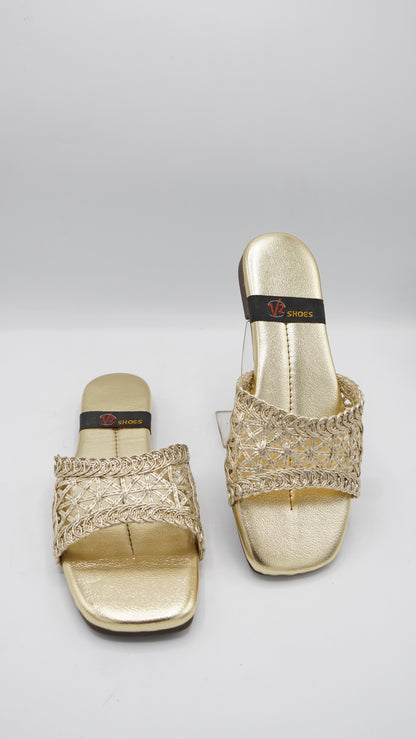 Radiant Gold Braided Slides