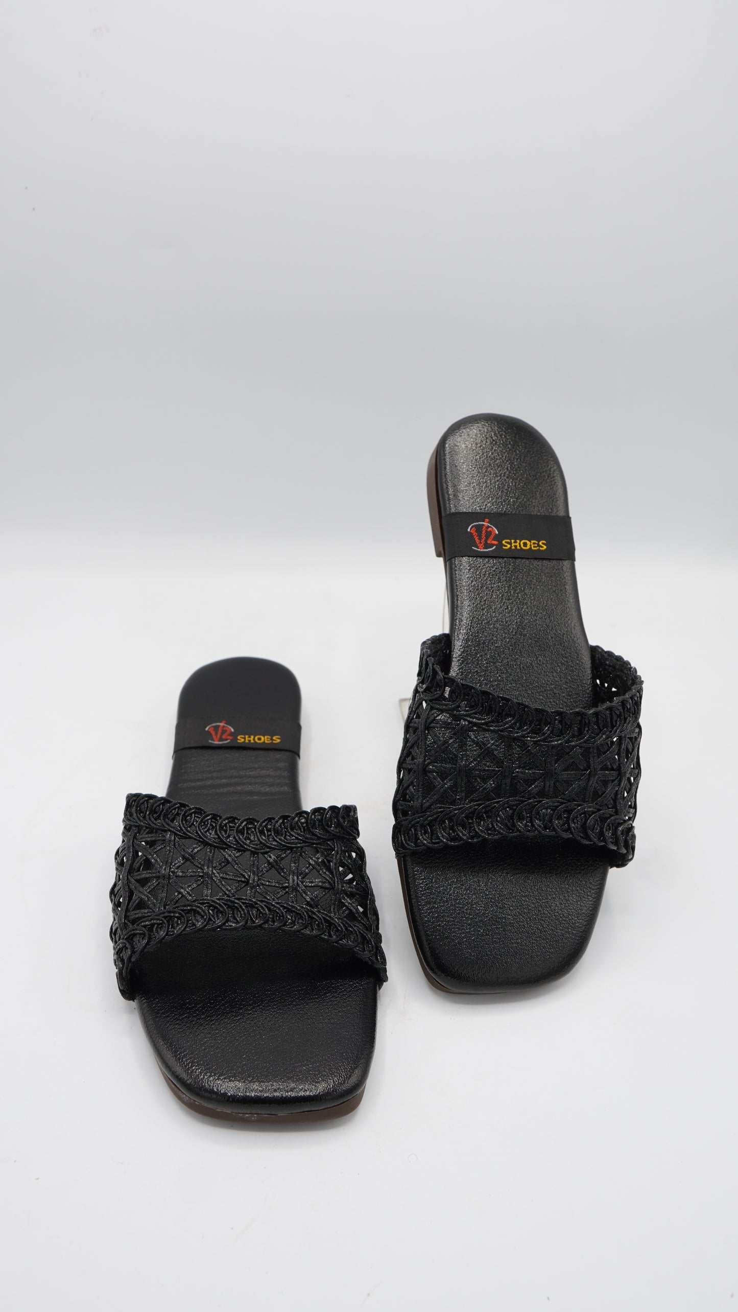 Radiant Black Braided Slides