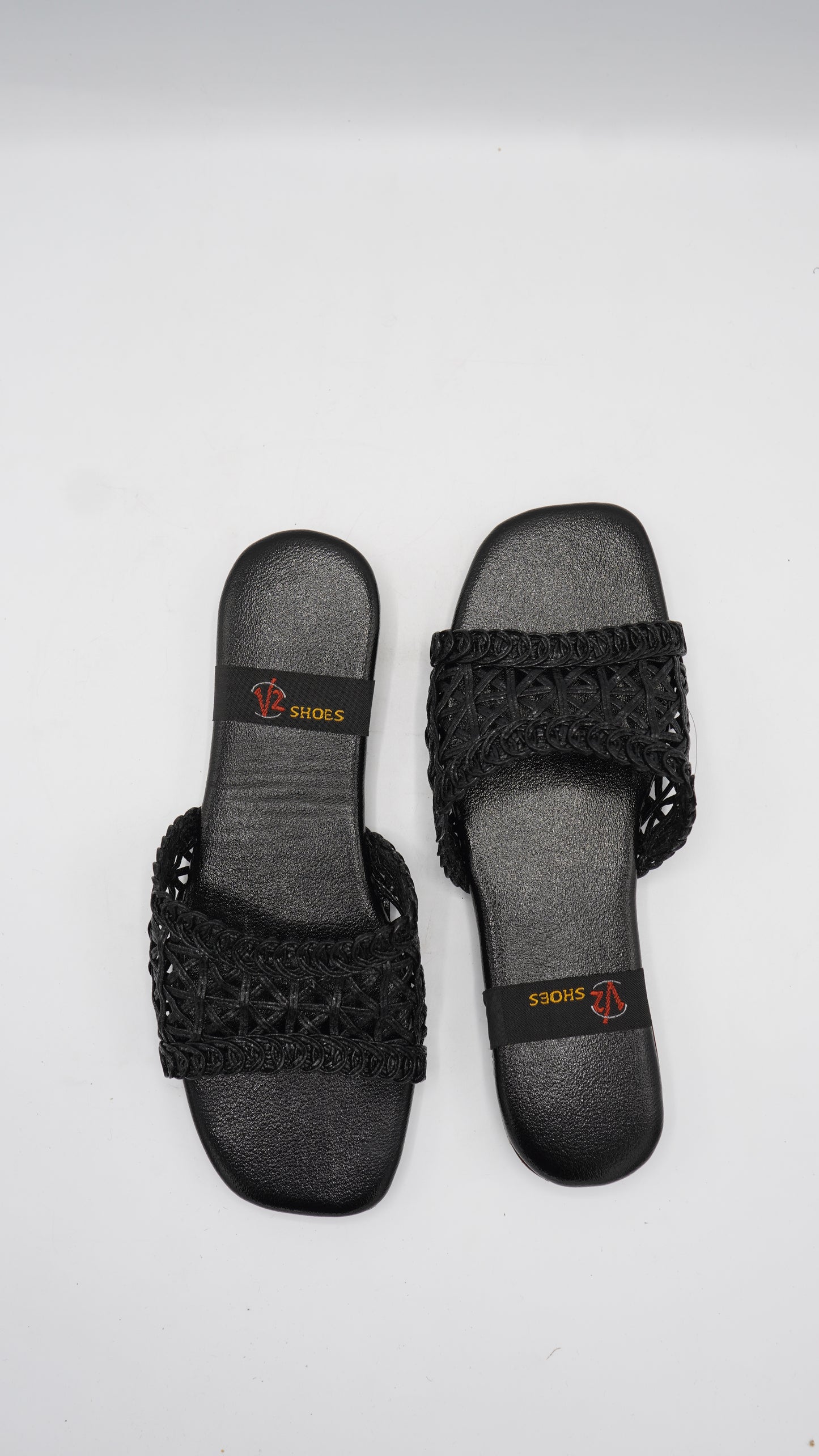 Radiant Black Braided Slides