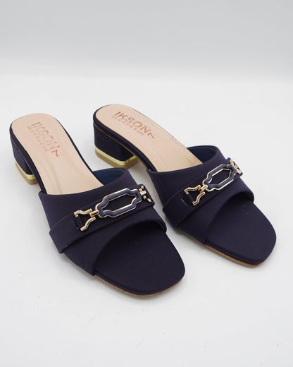 Elegant Navy Block-Heel Sandals