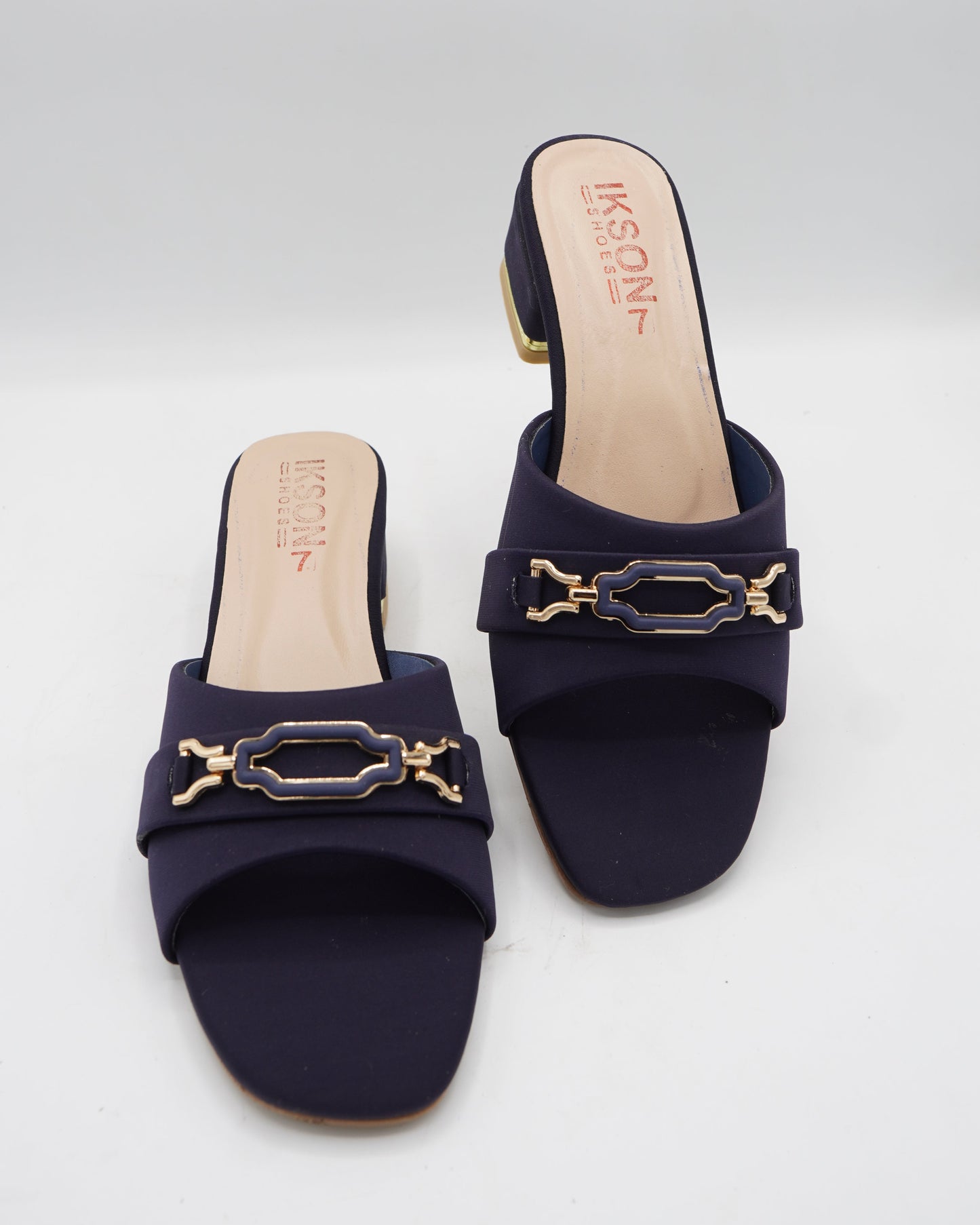 Elegant Navy Block-Heel Sandals