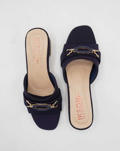 Elegant Navy Block-Heel Sandals