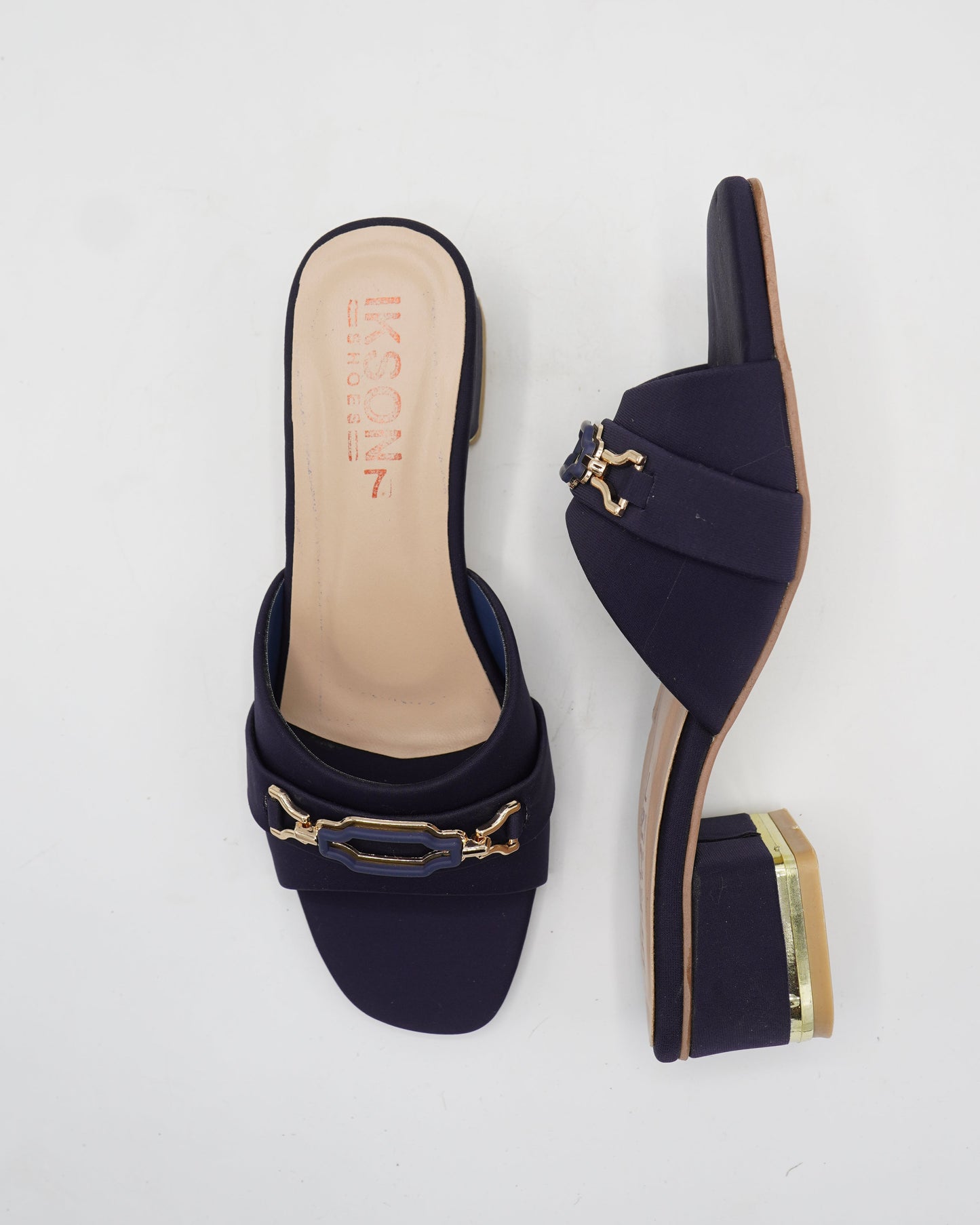 Elegant Navy Block-Heel Sandals