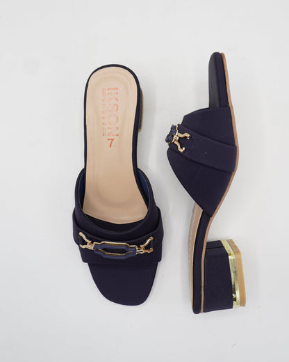 Elegant Navy Block-Heel Sandals