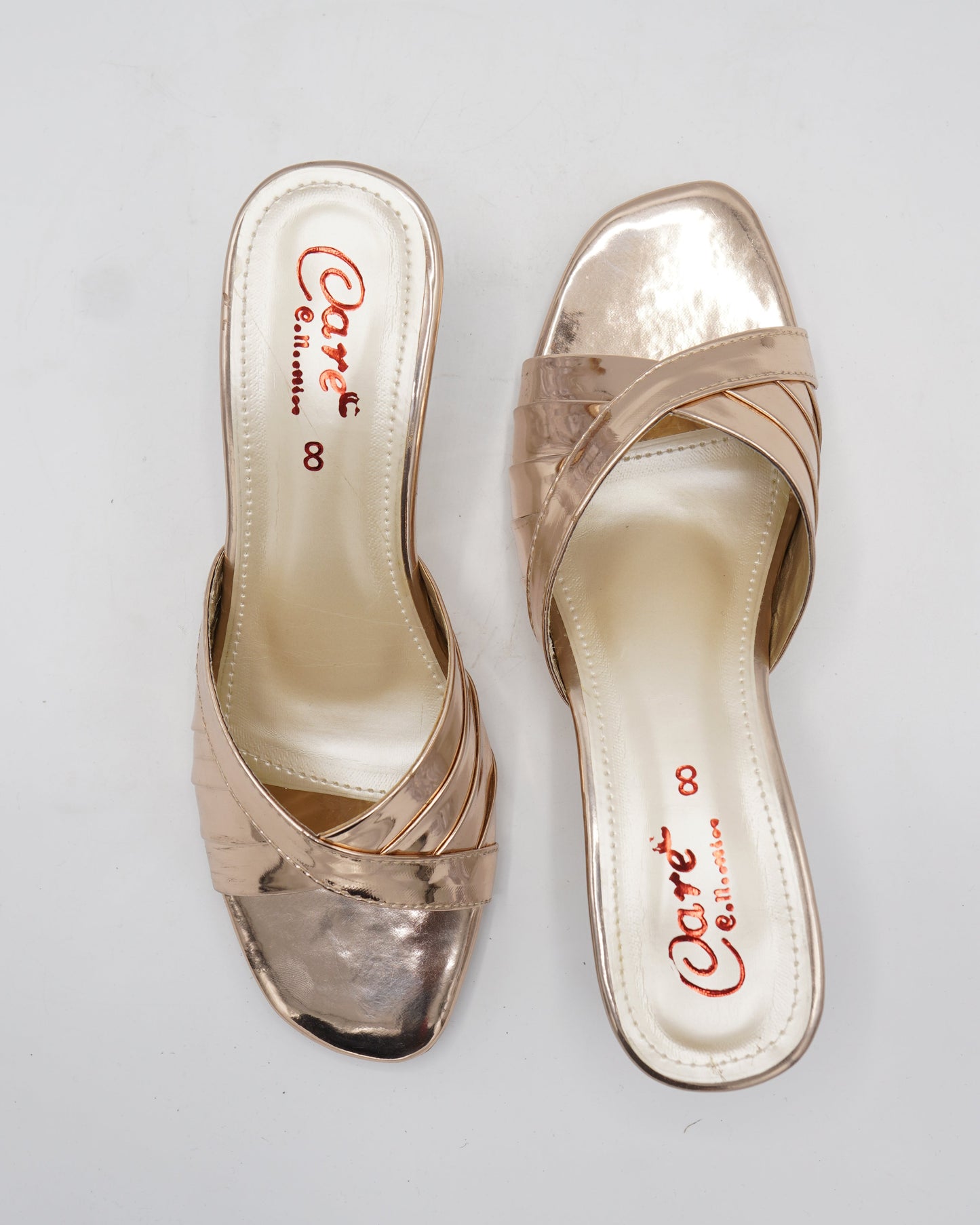 Metallic Gold Transparent Block Heels