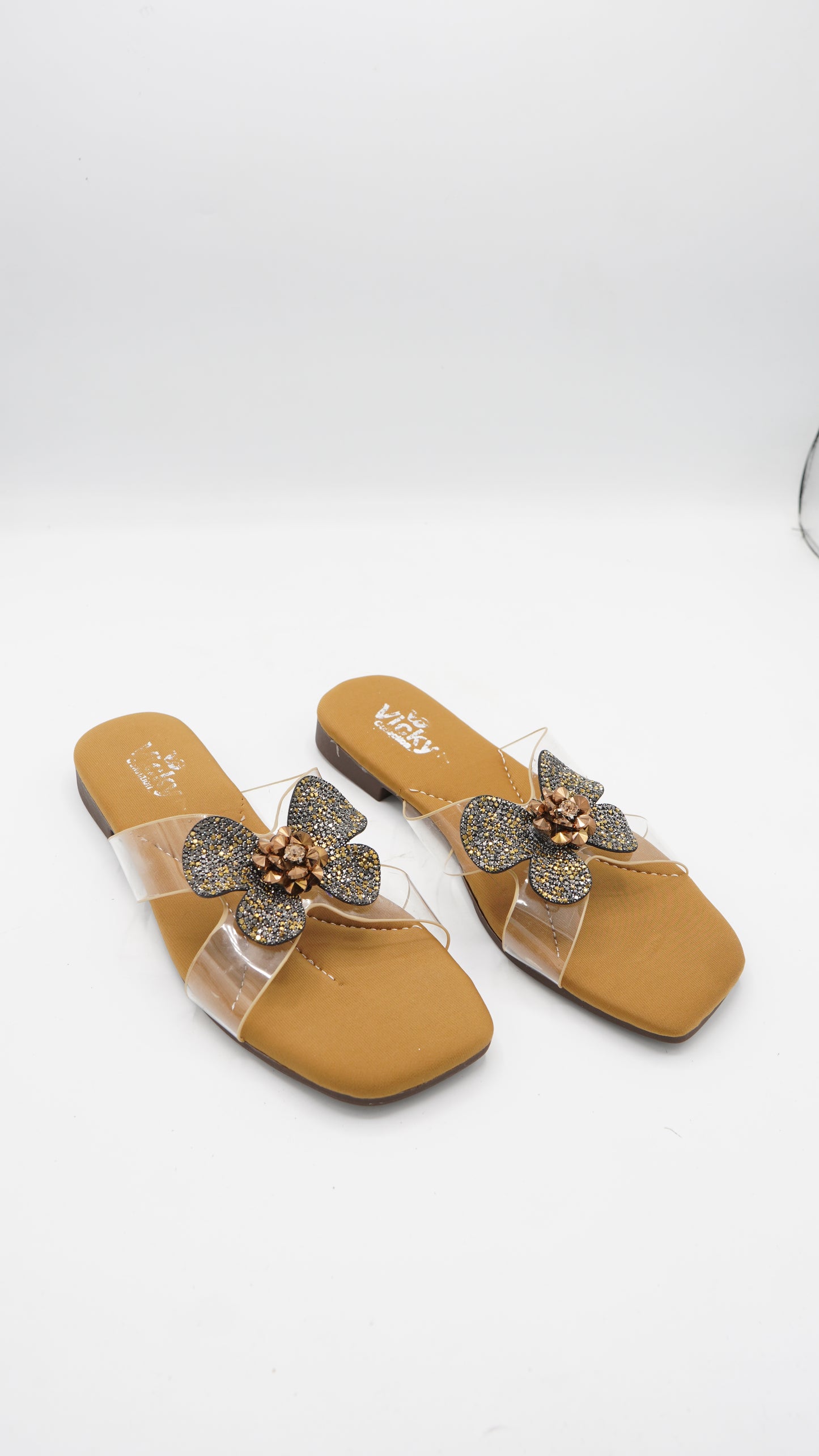 Chic Mustard Butterfly Slides