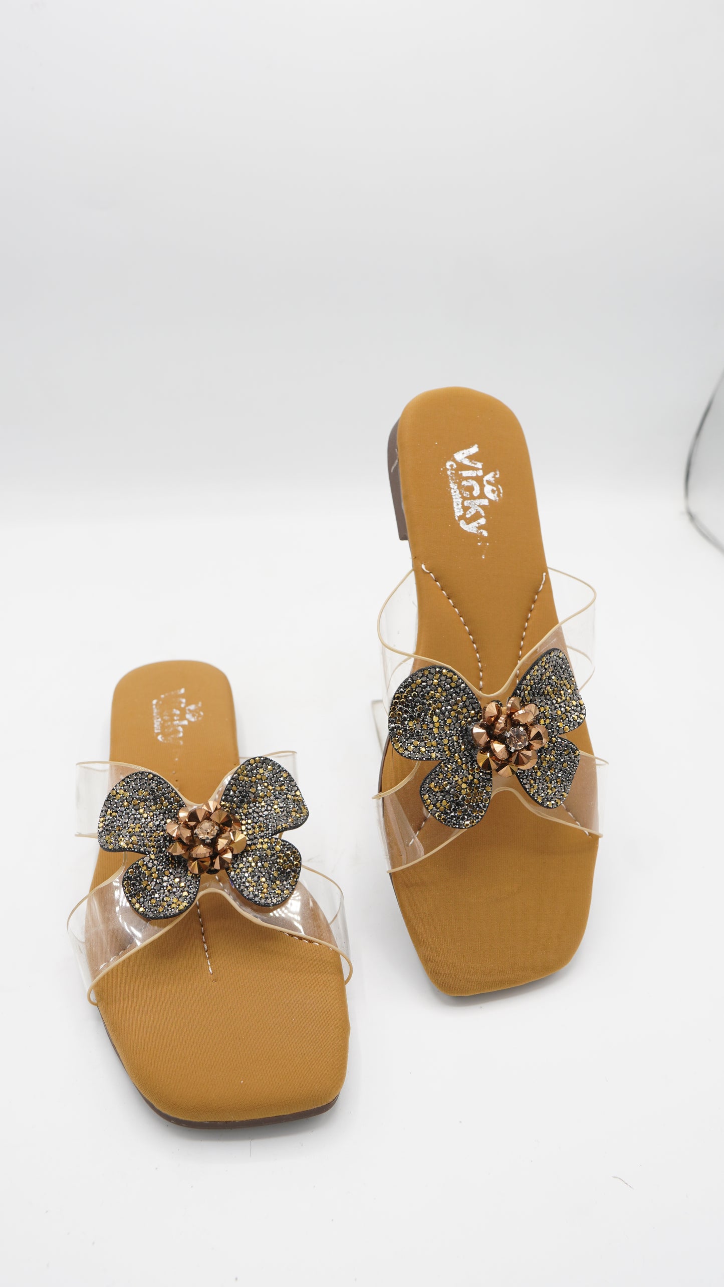 Chic Mustard Butterfly Slides