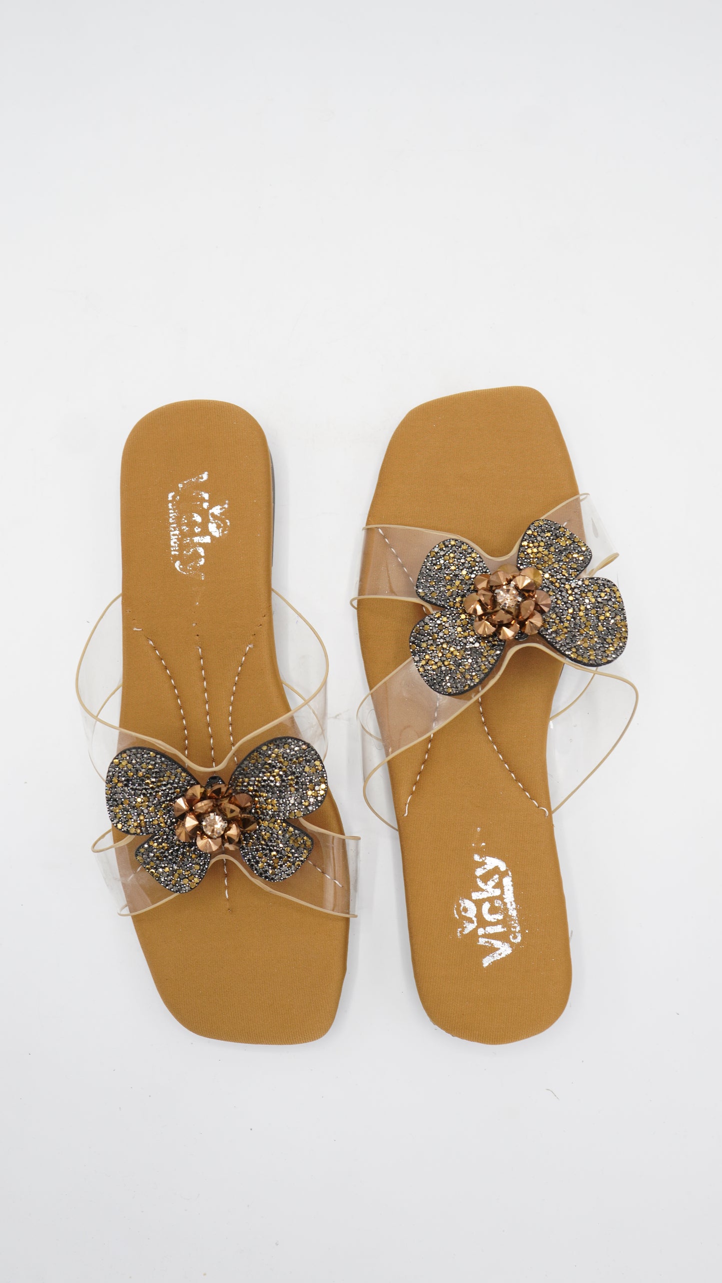 Chic Mustard Butterfly Slides
