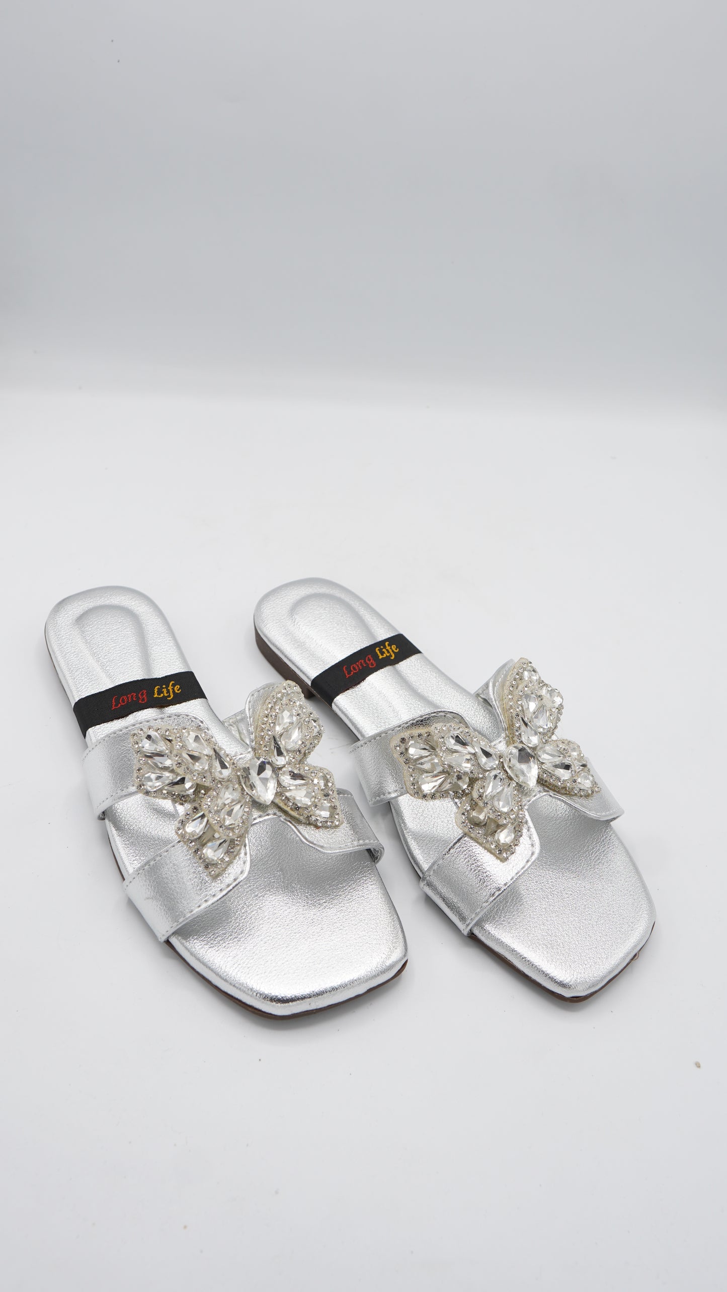 Elegant Silver Butterfly Slides