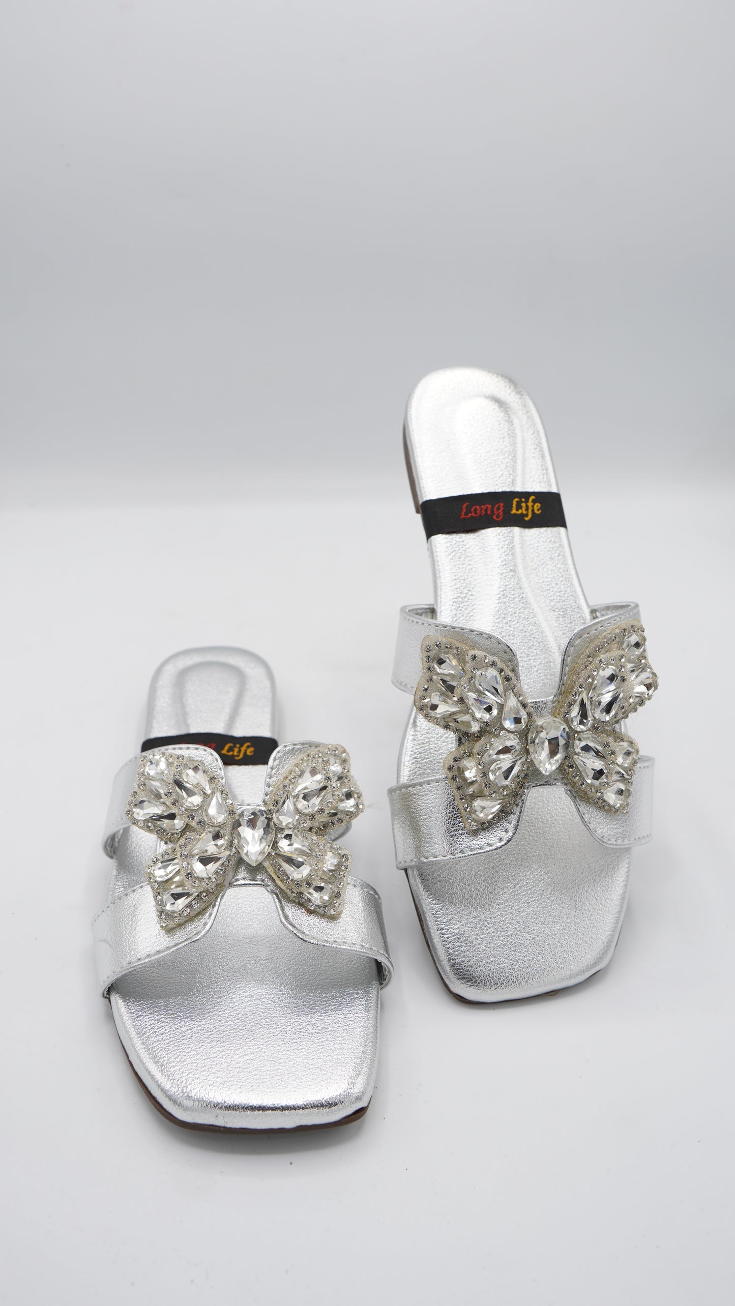 Elegant Silver Butterfly Slides
